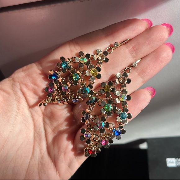 Saks of Fifth Gold Colorful Floral Teardrop Earrings - Picture 9 of 11